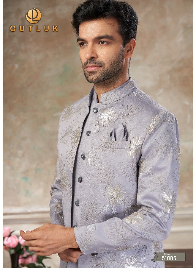 OUTLUK Lavender Jodhpuri Suit for Men - Image 3